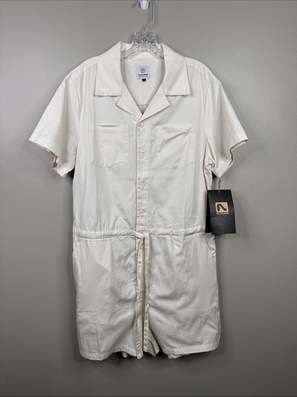 Flylow Women's Around Town Romper Tusk Cream Utility Jumpsuit NWT Size Large